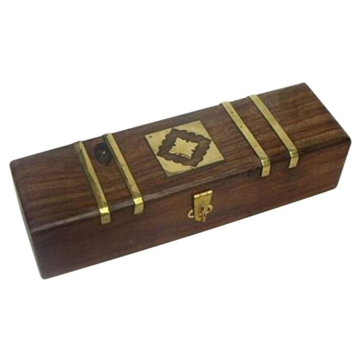 Wooden Box with Brass Inlaid