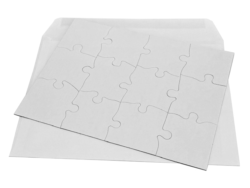Inovart Puzzle-It 12-Piece Blank Puzzles w/Envelopes, 24 Puzzles w/ Envelopes Per Package, 8 -1/2" x 11", White