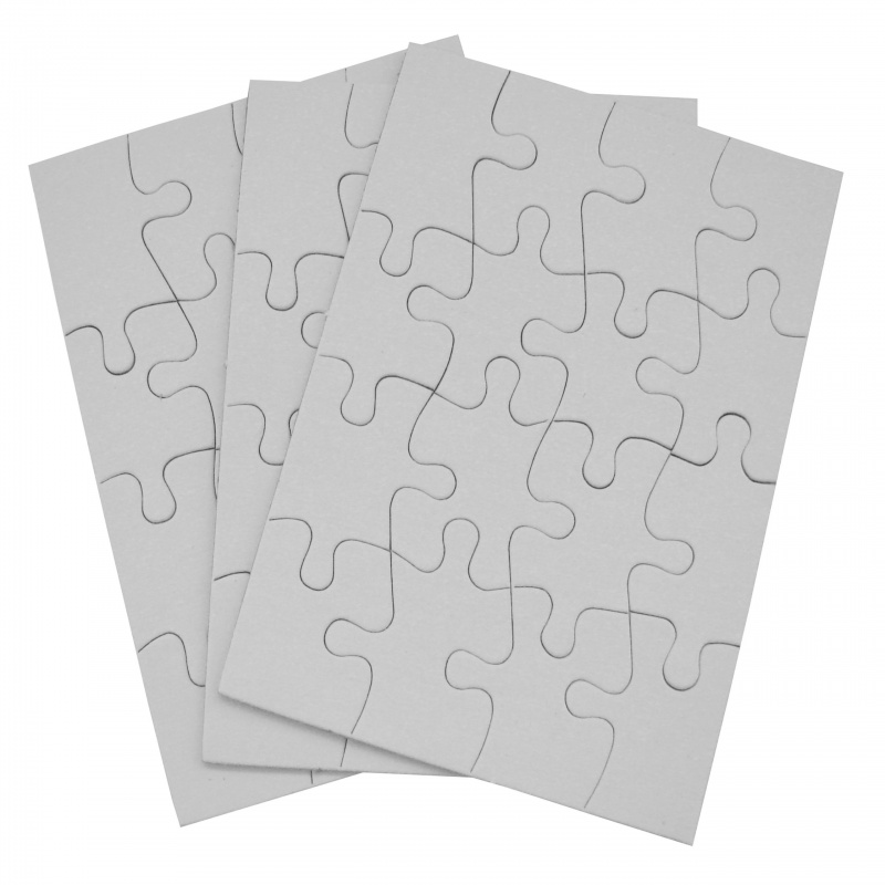 Inovart 16-Piece Blank Puzzle, 4" x 5-1/2", White - 12 puzzles per pack
