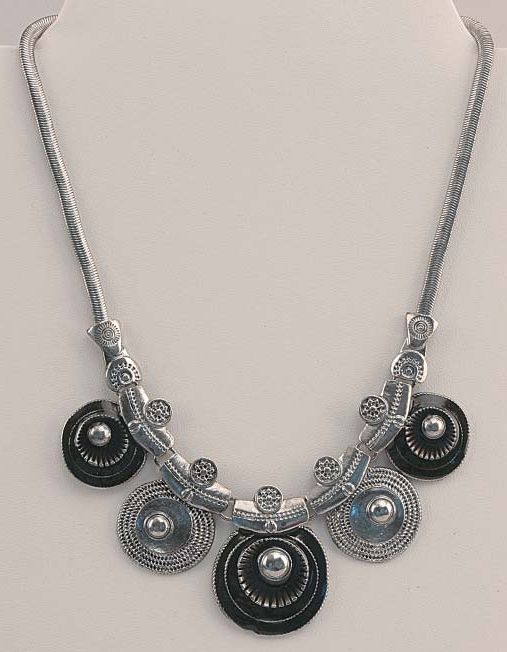 Silver Tone & Black Necklace