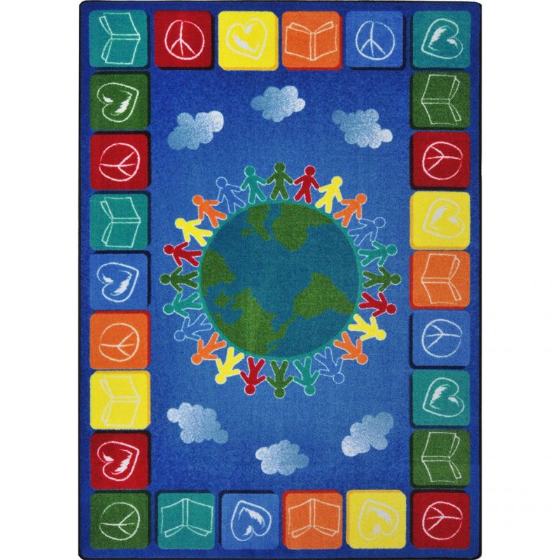 Peace Love Books 10'9" X 13'2" Area Rug In Color Multi
