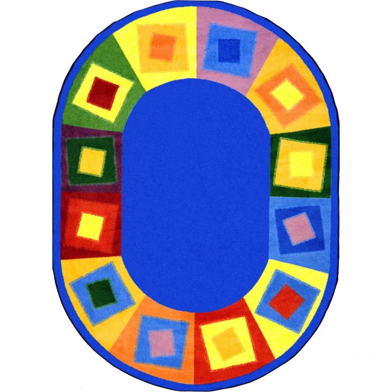 Off Balance 7'8" x 10'9" Oval Area Rug in Color Brights