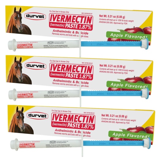 Durvet Ivermectin Horse Dewormer Paste 1.87% - Apple Flavor, 6.08 Gm