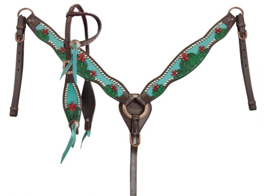 Showman Painted Cactus & 3D Flower Tack Set