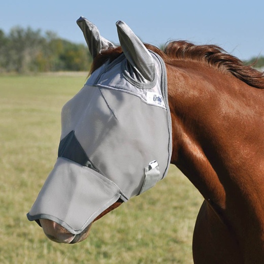 Cashel Crusader Long Fly Mask W/ Ears in Gray