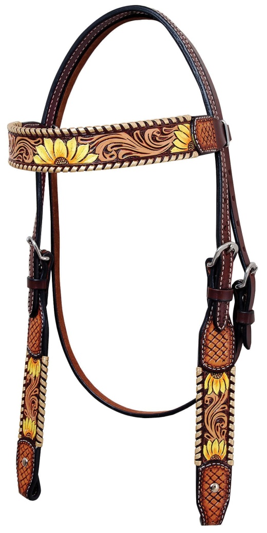 Rafter T Painted Sunflower Browband Headstall
