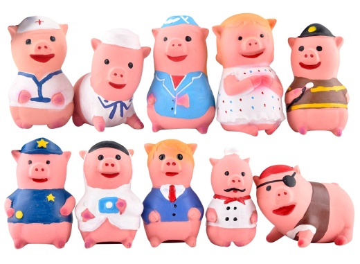 Jeffers Little Piggies Latex Squeaker Dog Toys, Assorted, Each - Assorted / Each