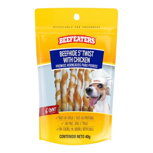 Beefeaters Oven-Baked Beefhide 5" Twists With Chicken Treats For Dogs 1.41Oz