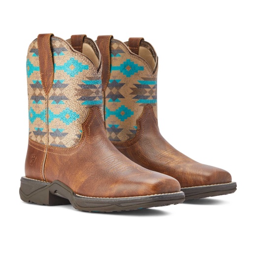 Ariat Women's Anthem Shortie Savannah Boot - Taupe and Turquoise Aztec