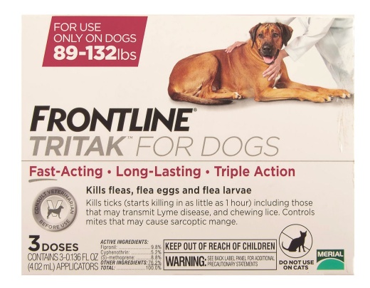 Frontline Tritak Dog/Puppy Treatment for 89-132 Lbs, 3 Month Supply