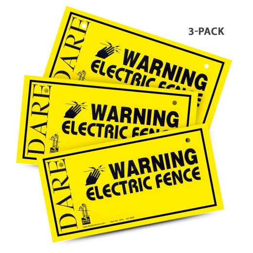 Electric Fence Warning Signs, Pack Of 3