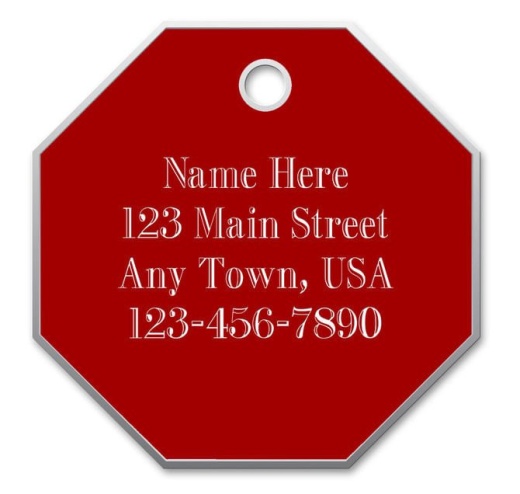 Large Stop Sign Dog Tag, Red