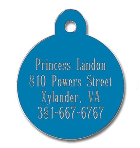 Large Circle Shaped Dog Tag in Blue