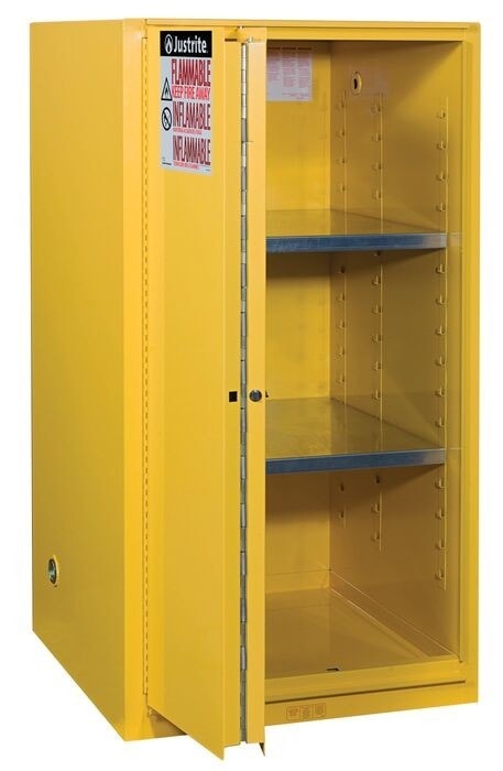 60 Gallon, 2 Shelves, 1 Bi-Fold Self Close Door, Flammable Cabinet, Sure-Grip® Ex, Yellow