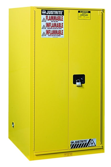 96 Gallon, 5 Shelves, 2 Doors, Manual Close, Paint Safety Cabinet, Sure-Grip® Ex, Yellow