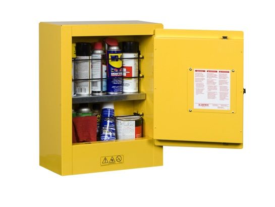 1 Door, Manual Close, Mini Transportable Flammable Cabinet For Aerosols, Sure-Grip® Ex, Yellow