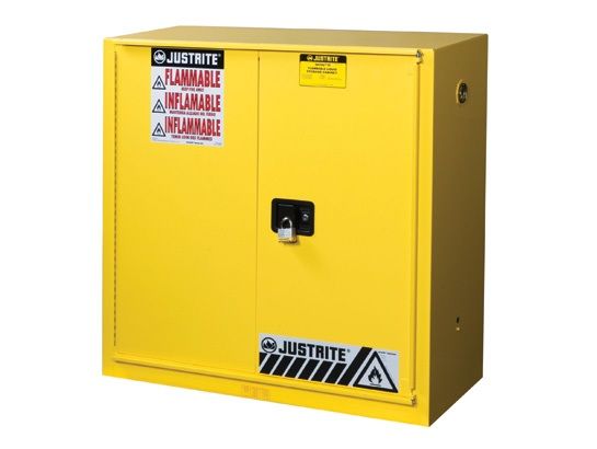 40 Gallon, 3 Shelves, 1 Bi-Fold Self-Close Door, Paint Safety Cabinet, Sure-Grip® Ex, Yellow