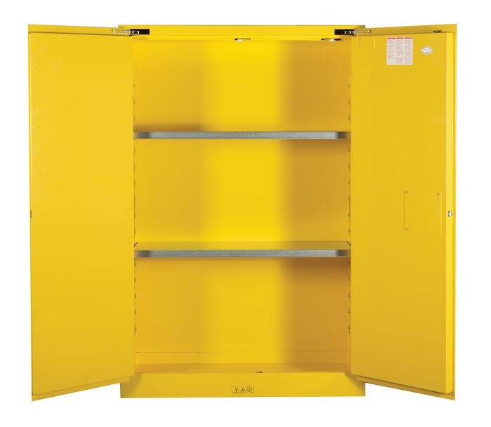 45 Gallon, 2 Shelves, 2 Doors, Self Close, Flammable Cabinet, Sure-Grip® Ex, Yellow