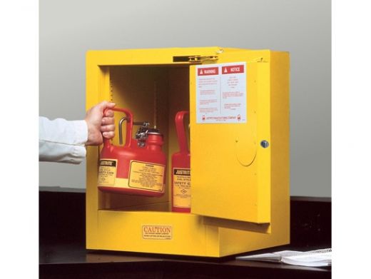 4 Gallon, 1 Shelf, 1 Door, Self Close, Flammable Cabinet, Sure-Grip Ex Countertop, Yellow