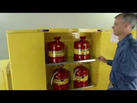 45 Gallon, 2 Shelves, 2 Door, Manual Close, Flammable Waste Cabinet, White