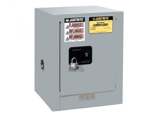 4 Gallon, 1 Shelf, 1 Door, Manual Close, Flammable Cabinet - Sure-Grip Ex Countertop, Gray
