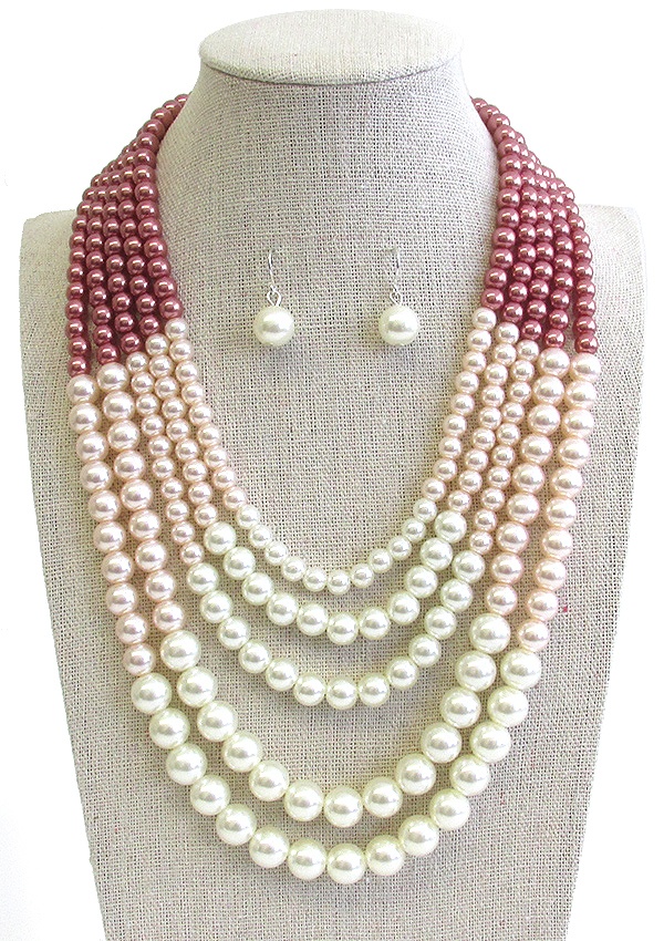 Pearl Multi Layer Chunky Necklace Set