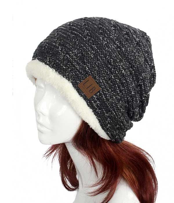 Fleece Lined Knit Hat - 100% Acrylic