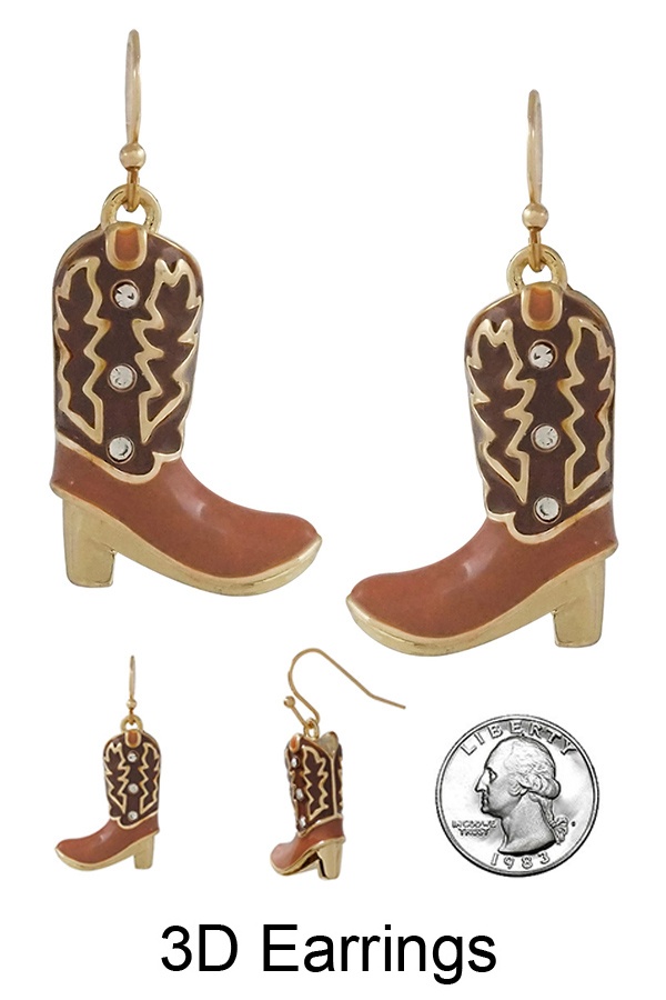 Western Theme 3D Epoxy Earring - Boot