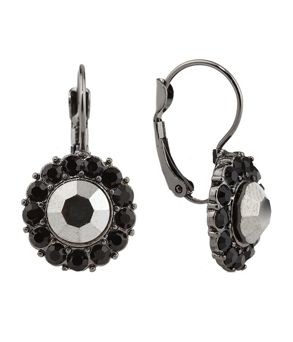 Facet Glass And Crystal French Clip Earring