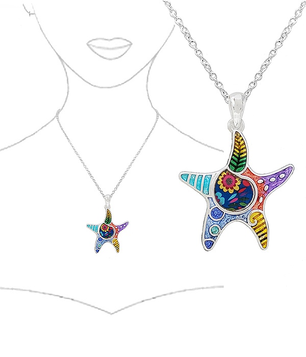Paint Art Starfish Necklace