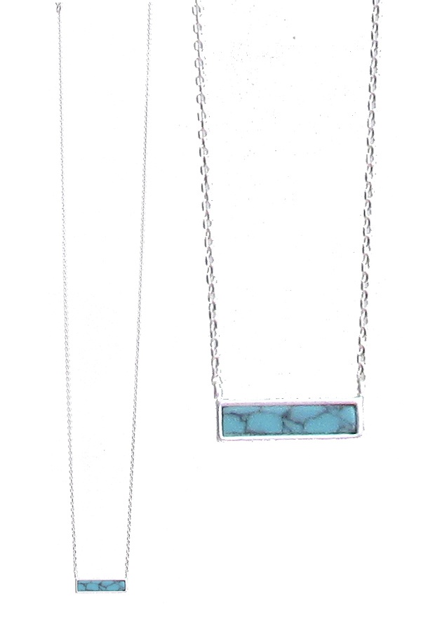 Semi Precious Stone Bar Pendant Necklace