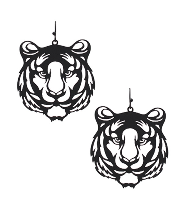 Rubber Plated Metal Filigree Tiger Earring