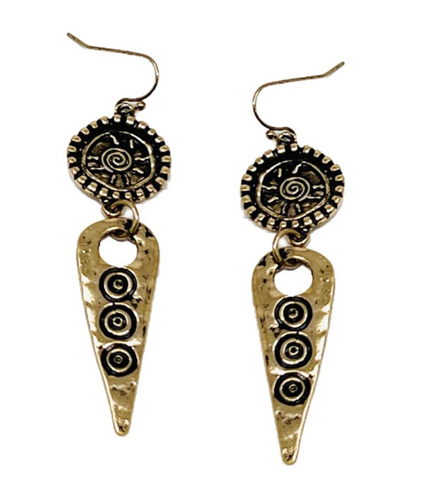 Vintage Metal Sun And Spiral Earring