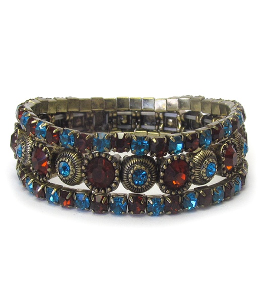 3 Row Crystal Stretch Bracelet Set