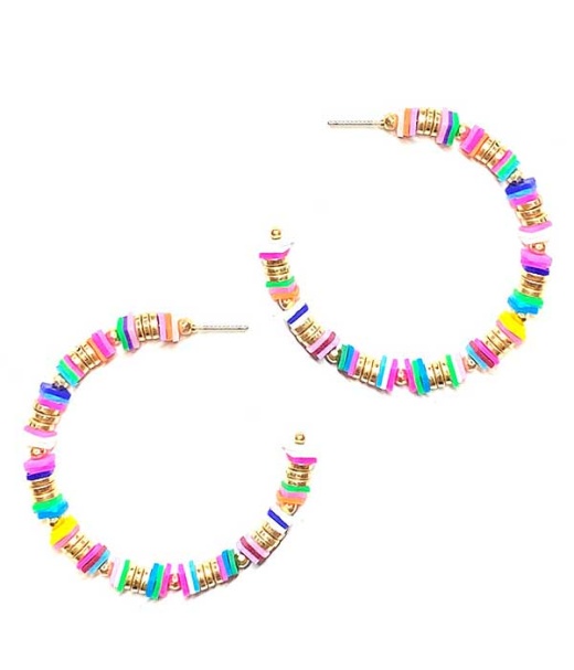 Multi Bead Mix Hoop Earring