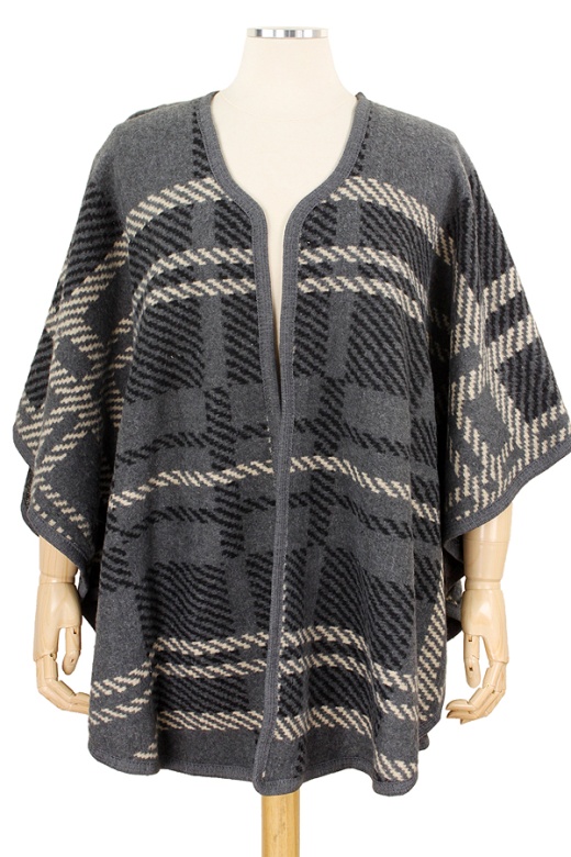 Large Plaid Pattern Cape - 100% Polyester Wholesale