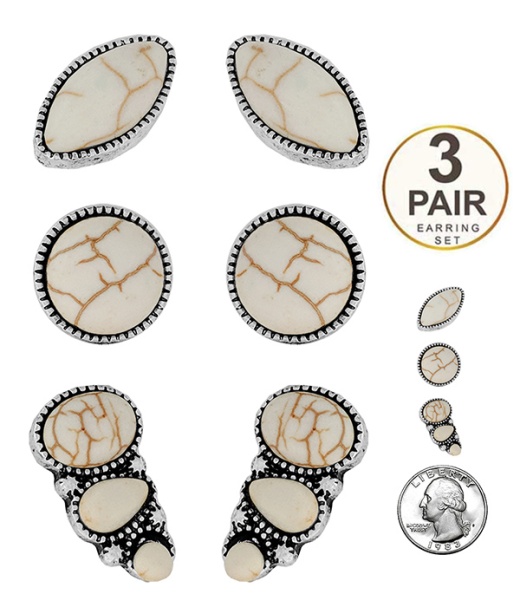 Western Theme 3 Pair Earring Set - Disc