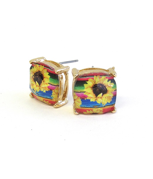 Facet Stone Stud Earring - Sunflower