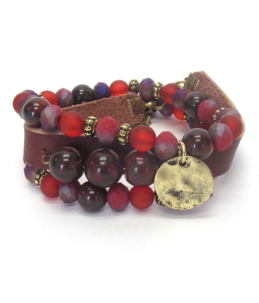 Wholesale Multi Ball Link Stretch and Leatherette 3 Bracelet Set