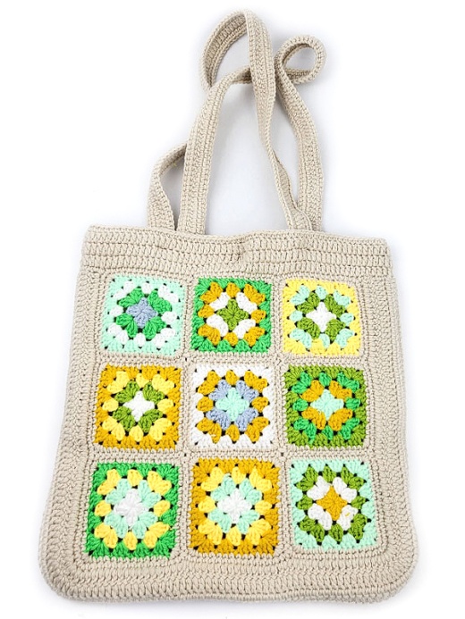 Handmade Crochet Granny Shoulder Bag - Button Closure
