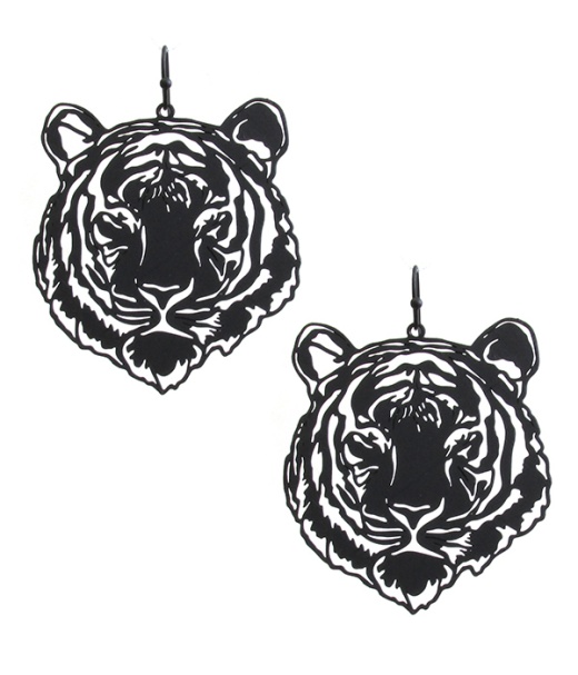Metal Filigree Brass Earring - Tiger