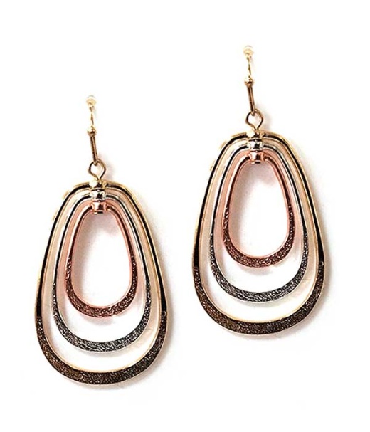 Triple Metal Teardrop Earring