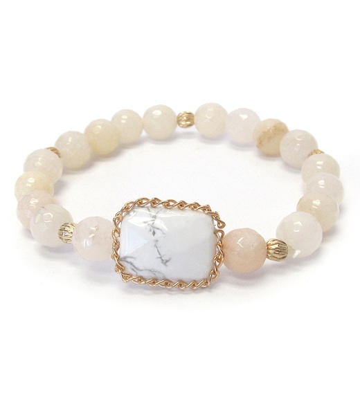 Multi Stone Bead Stretch Bracelet