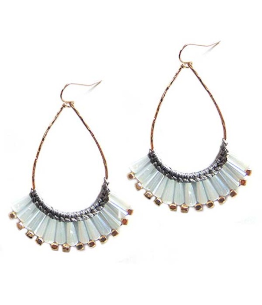 Stone Tassel Wire Teardrop Earring
