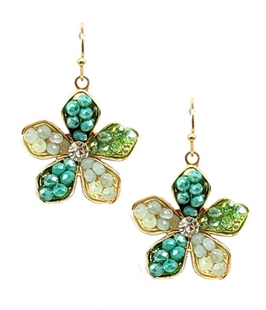 Multi Stone and Bead Mix Flower Earrings