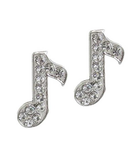 Wholesale Made in Korea Whitegold Plating Crystal Music Note Earring