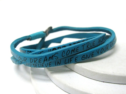 Synthetic Leather Coiled Message Friendship Bracelet - Hope And Believe In Life - Free Wrap Style