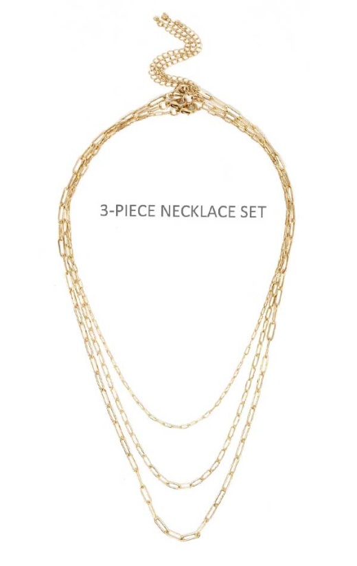 Metal Chain 3 Piece Necklace Set
