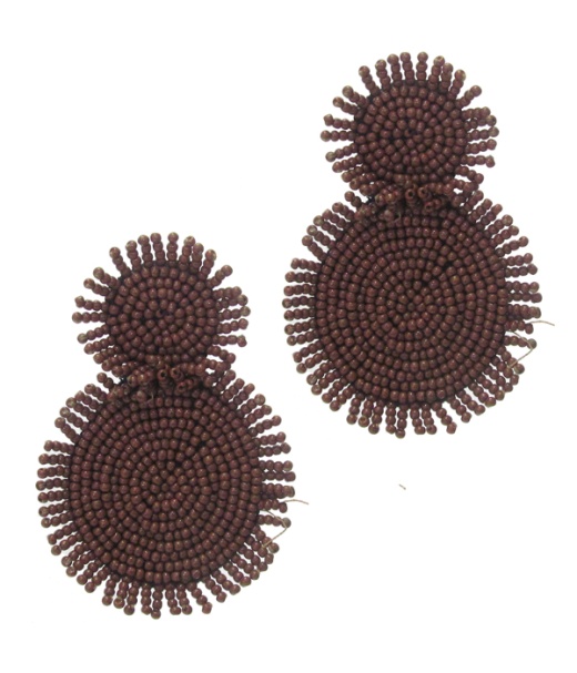 Multi Seed Bead Double Disc Earring