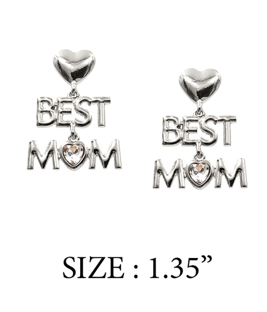 Mother Day Theme Heart Earring - Best Mom